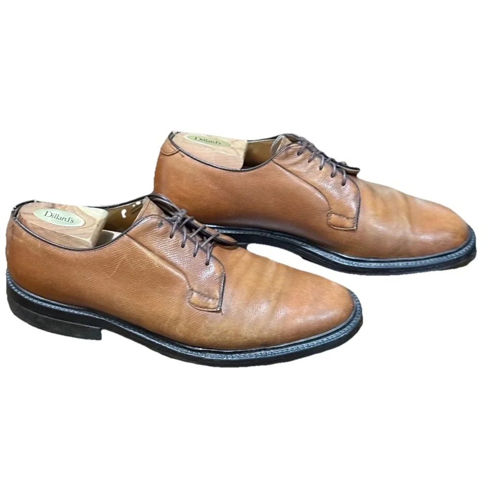 Nettleton Brown Calfskin Leather Plain Toe Blucher Dress Shoes‎ 9D/B Vintage